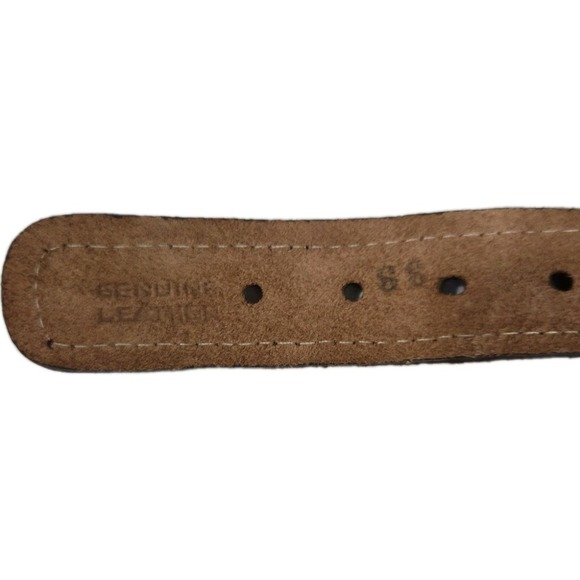 Vintage Genuine Leather Belt Mens Size 34 Teal Magenta Cream - Picture 3 of 3